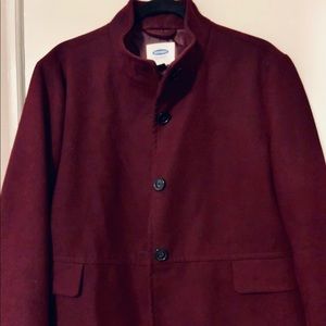 Cute Wool Tweed Burgundy Button UP Jacket